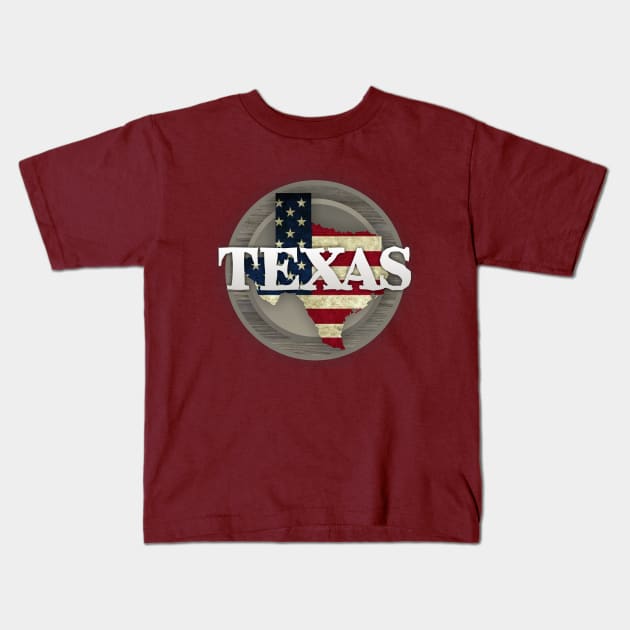 Texas Flag Rustic Kids T-Shirt by Dale Preston Design